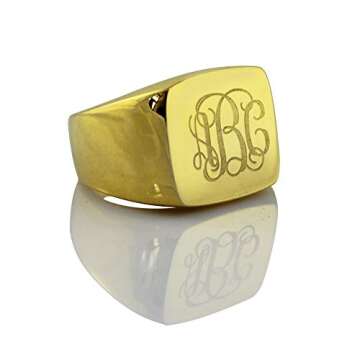 AILIN Custom Monogram Initial Ring in Silver