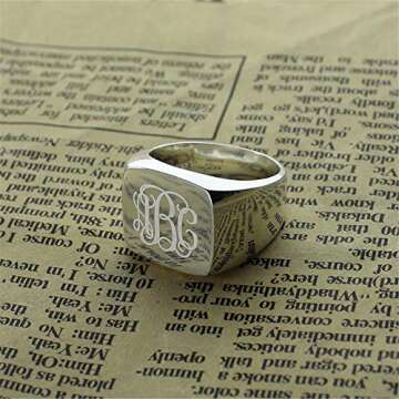 AILIN Custom Monogram Initial Ring in Silver