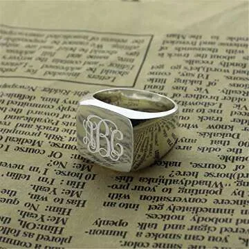 AILIN Custom Monogram Initial Ring in Silver