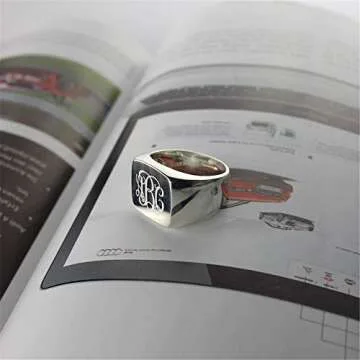 AILIN Custom Monogram Initial Ring in Silver