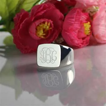 AILIN Custom Monogram Initial Ring in Silver