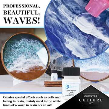 Counter Culture DIY Armor Art Pigment, White, 0.85 oz, Resin Epoxy Dye for Waves and Water Effects