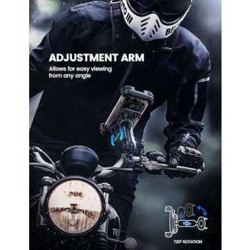 Lamicall Motorcycle Phone Mount Holder - [Dual Vibration Dampener] [Metal Adjustment Arm] Motorcycle...
