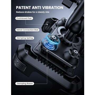 Lamicall Motorcycle Phone Mount Holder - [Dual Vibration Dampener] [Metal Adjustment Arm] Motorcycle Cell Phone Holder, Bike Handlebar Phone Mount, for iPhone 16/15/ 14/13 Pro Max, 4.7-6.7" Phones