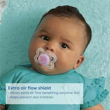MAM Mini Air Pacifiers, Sensitive Skin Pacifier 0-6 Months for Breastfed Babies, Baby Boy Pacifiers, 2 Count (Pack of 1), Designs May Vary
