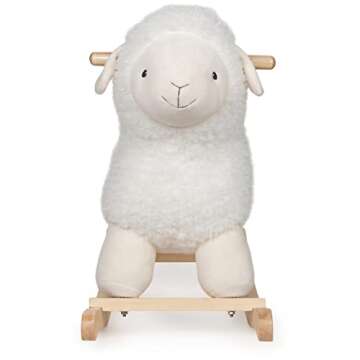 Baby GUND Lamb Rocker with Wooden Base Plush Stuffed Animal Nursery, Cream, 21.5"