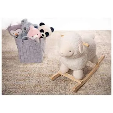 Baby GUND Lamb Rocker with Wooden Base Plush Stuffed Animal Nursery, Cream, 21.5"