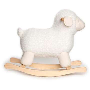 Baby GUND Lamb Rocker with Wooden Base Plush Stuffed Animal Nursery, Cream, 21.5"