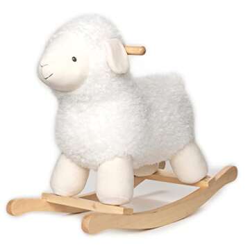 Baby GUND Lamb Rocker with Wooden Base Plush Stuffed Animal Nursery, Cream, 21.5"