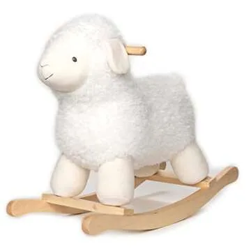 Baby GUND Lamb Rocker with Wooden Base Plush Stuffed Animal Nursery, Cream, 21.5"