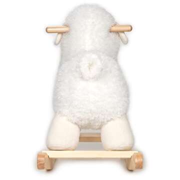 Baby GUND Lamb Rocker with Wooden Base Plush Stuffed Animal Nursery, Cream, 21.5"
