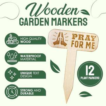 Patio Eden 12 Pack Wooden Garden Markers - 2.75 x 4" Funny Plant Markers - Perfect Gifts for Gardene...