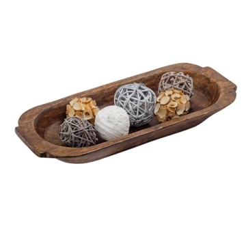 Handcrafted Mie Creations 16'' Wooden Dough Bowl for Decor