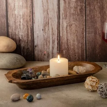 Handcrafted Mie Creations 16'' Wooden Dough Bowl for Decor