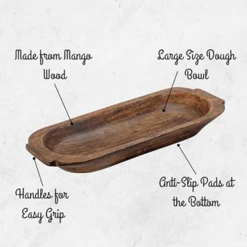 Handcrafted Mie Creations 16'' Wooden Dough Bowl for Decor