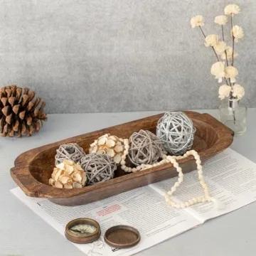 Handcrafted Mie Creations 16'' Wooden Dough Bowl for Decor