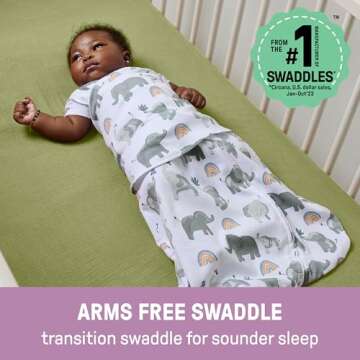 Ingenuity by SwaddleMe Arms Free Convertible Baby Swaddle, Size 3-6 Months, 14-18 Pounds, Arms Swadd...