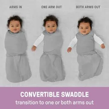 Ingenuity by SwaddleMe Arms Free Convertible Baby Swaddle, Size 3-6 Months, 14-18 Pounds, Arms Swaddled in or Out, 1.0 TOG - Happy Elephant