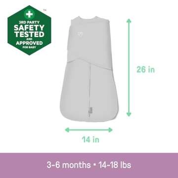 Ingenuity by SwaddleMe Arms Free Convertible Baby Swaddle, Size 3-6 Months, 14-18 Pounds, Arms Swaddled in or Out, 1.0 TOG - Happy Elephant