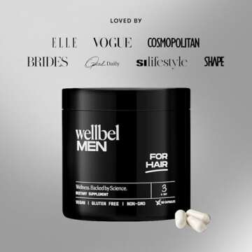 WELLBEL Men Clean Supplement for Hair, Skin, and Nails, Vegan, Gluten Free and Non GMO 90 Count