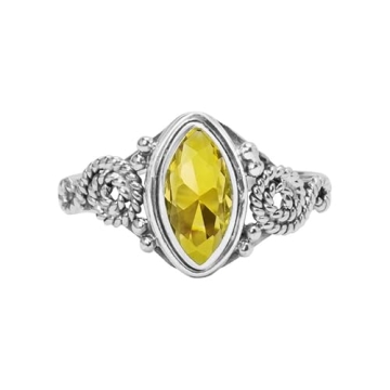 Stunning Citrine Stone Ring - Handmade 925 Silver Statement Ring for Women, US 9