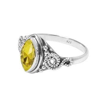 Crafted Citrine Stone Ring for Women in Sterling Silver