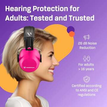 Vanderfields Hearing Protection Ear Muffs for Noise Reduction, 26dB Certified, Noise Cancelling Safe...