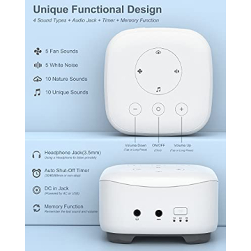 Elesories White Noise Machine with 30 Soothing Sounds