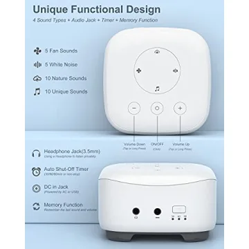 Elesories White Noise Machine with 30 Soothing Sounds