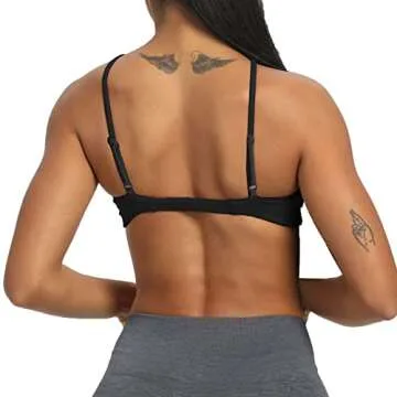 Aoxjox Women's Workout Sports Bras Fitness Adjusted Backless Padded Ariel Halter Bra Yoga Crop Tank Top (Black, Medium)