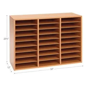 Really Good Stuff Classroom Oak Mail Center - 27 Slots - 32" W x 12" D x 23½" H | Office Mailboxes, Mail Sorter, Organizer, Mailbox for Students, Teachers