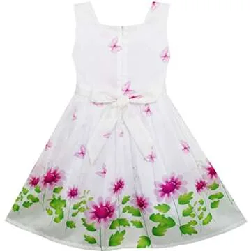 HN93 Girls Dress - Purple Sunflower & Green Leaves, Size 6