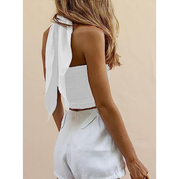 HYPERFIRE Women's Sexy Criss Cross Halter Top - Stylish Crop Top