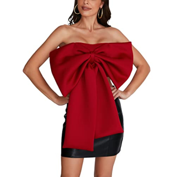 Sexy Red Bow Tie Strapless Crop Top - Party Ready Tube Top