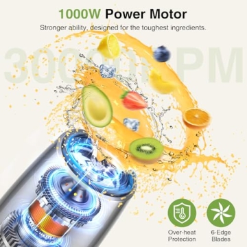 KOIOS Smoothie Blender: 1000W Power for Smoothies and More