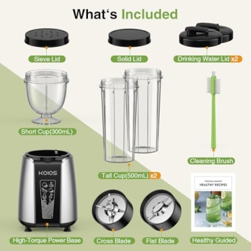 KOIOS Smoothie Blender: 1000W Power for Smoothies and More