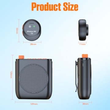 Wireless Voice Amplifier with Clip-on Microphones for Teachers