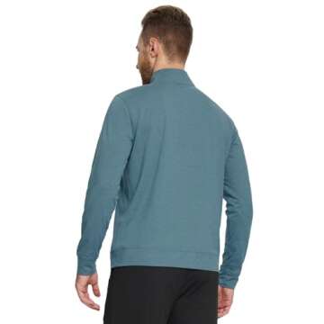 M MAELREG Mens Sweatshirt Athletic Moisture Wicking Lightweight Heather Mock Neck Midlayer 1/4 Zip Pullover Mens