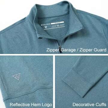 M MAELREG Mens Sweatshirt Athletic Moisture Wicking Lightweight Heather Mock Neck Midlayer 1/4 Zip Pullover Mens