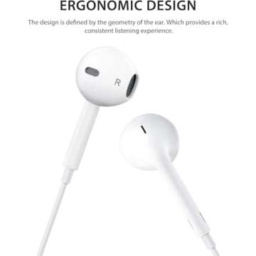Wired Earbuds Headphones, iPhone Wired Earphones with Lightning Connector (Built-in Microphone & Volume Control) Noise Canceling Isolating Headphones for iPhone 14/13/12/11/SE/X/XR/XS/8/7 -White