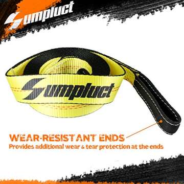 Sumpluct Recovery Tow Strap 2in X 20ft Heavy Duty 20,000 lbs Break Strength, Use for Emergency Towin...