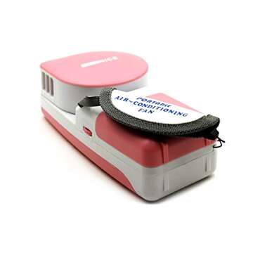 WoneNice Portable Small Fan & Mini-air Conditioner, Runs On Batteries Or USB (Pink)