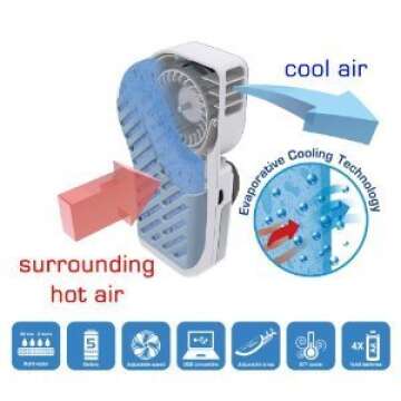WoneNice Portable Small Fan & Mini-air Conditioner, Runs On Batteries Or USB (Pink)