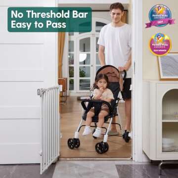 Babelio 26-43" No Bottom Bar Baby Gate for Babies, Elders and Pets, 2-in-1 Hardware Mount Dog Gate f...