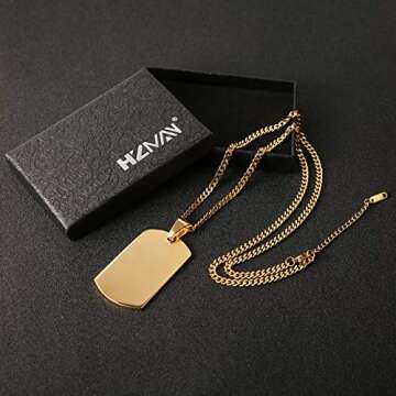 Stylish HZMAN Stainless Steel Dog Tag Necklace for Men
