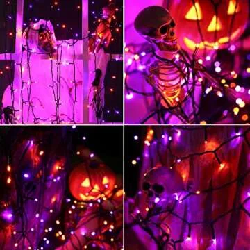 Orange and Purple Halloween String Lights with 8 Modes