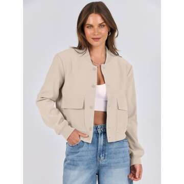 ANRABESS Womens Bomber Jacket Button Cropped Casual Varsity Jackets Shackets Fall Trendy Fashion Travel Outfits with Pockets Light Almond L