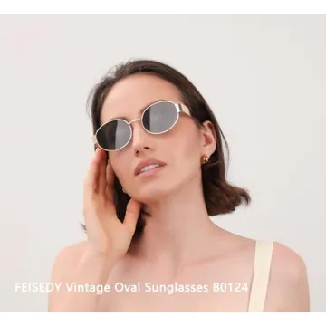 FEISEDY Retro Oval Sunglasses - UV400 Protection for All
