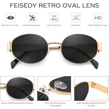FEISEDY Retro Oval Sunglasses - UV400 Protection for All