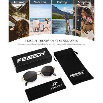 FEISEDY Retro Oval Sunglasses - UV400 Protection for All